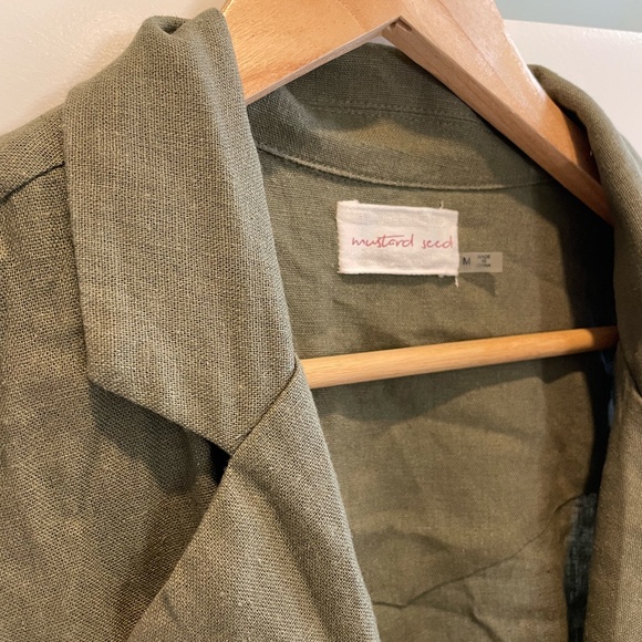 Mustard Seed Green Linen Dress - Picture 2 of 3